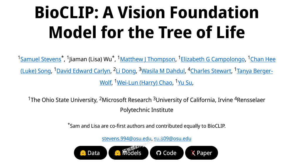 CVPR 2014｜ BioCLIP：生命之树的视觉基础模型 --实验盒